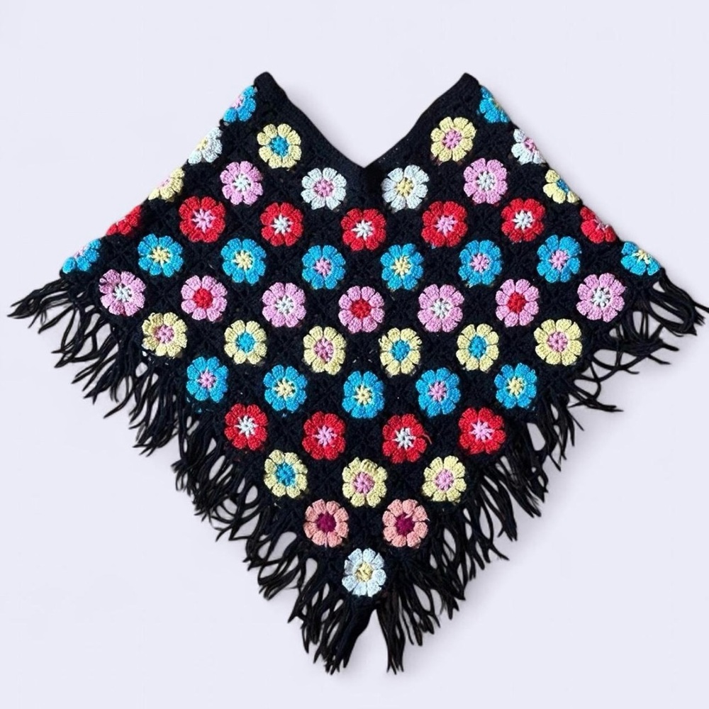 Vintage handmade crochet poncho